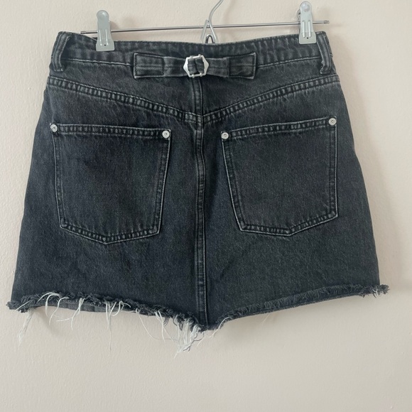 Free People We The Free Black Denim Distressed Button Ripped Mini Skirt Size 28 - Picture 2 of 4